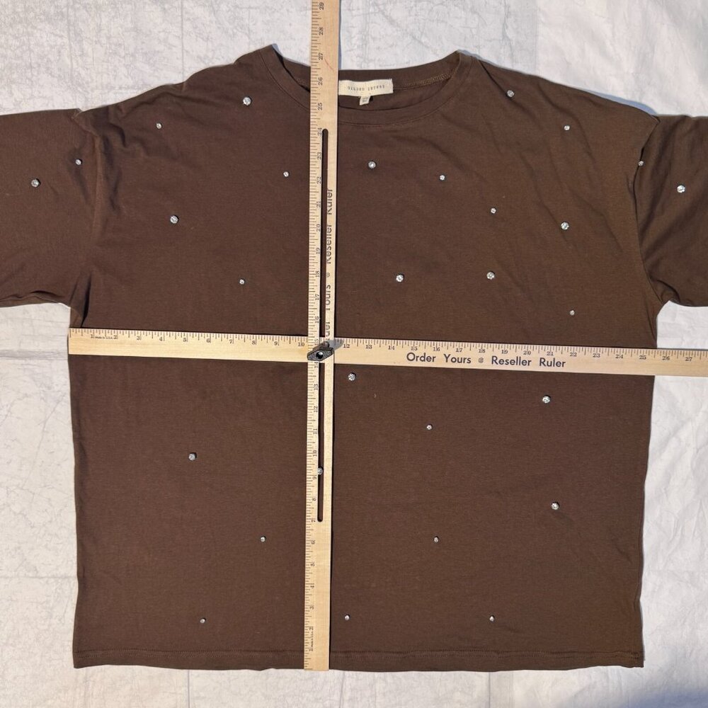 Gilded Intent Brown Rhinestone Bling Short Sleeve Tshirt - One Size Y2K - Picture 6 of 10